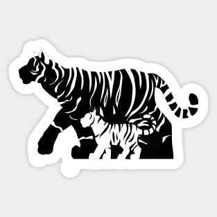 Black and White Tigers Sticker